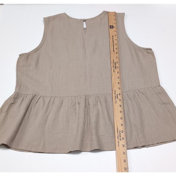 Jeanswest Linen Blend Peplum Tank Top Womens Size 16 Beige Sleeveless Blouse - Picture 10 of 11